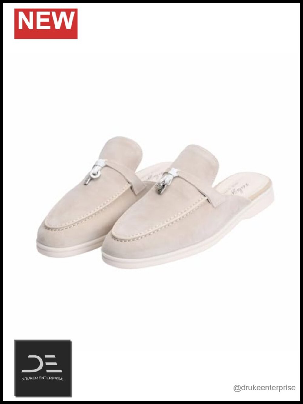 Suede Leather Mules with Tassel Detail - Slip-On Backless Loafers for Women -